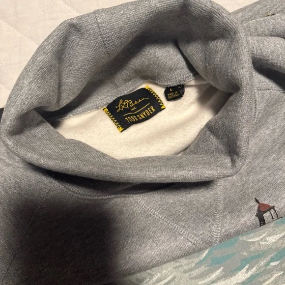 L.L. Bean X Todd Snyder Gray Turtleneck Sweater with Lighthouse Design - Picture 3 of 4
